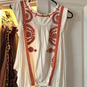 Free People Orange embroidered top